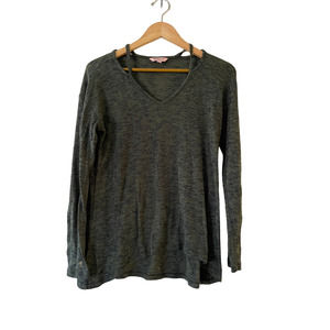 Juicy Couture Size S Womens Cutout Cold Shoulder Top High Low V-Neck Long Sleeve